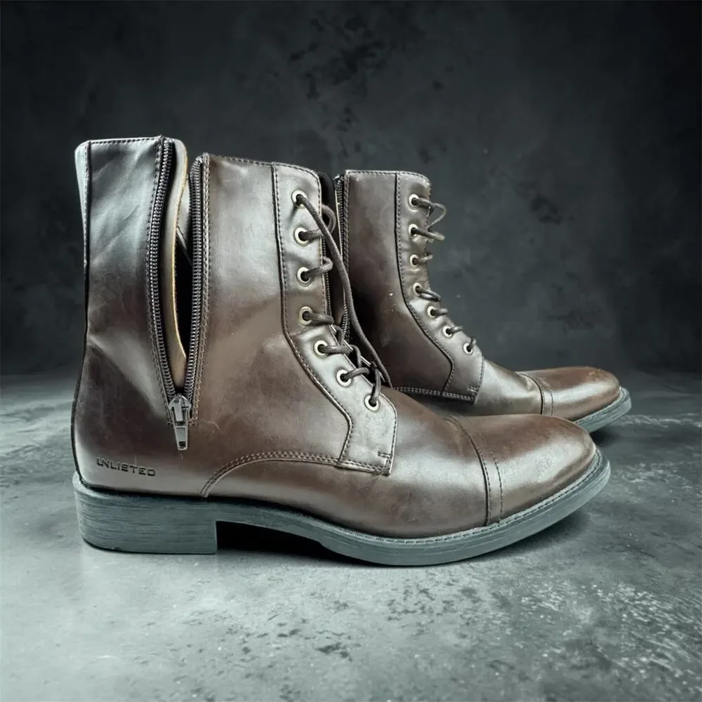 Unlisted by Kenneth Cole Brown Lace Up Zip Boots Mens 11 New